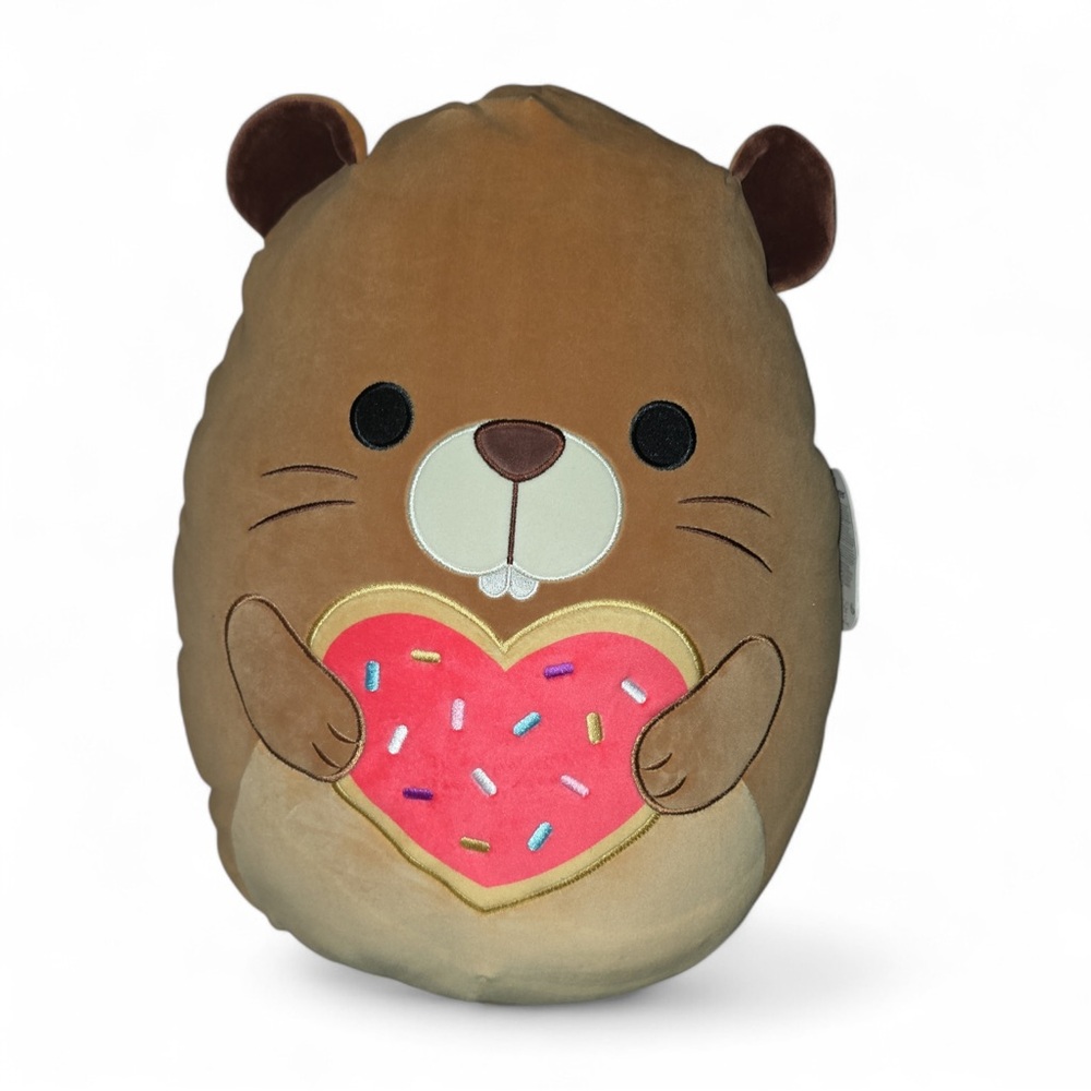 The Brown Beaver Holding Heart sprinkle cookie to your Squishmallows Squad